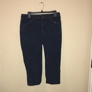 Dark wash jean capris